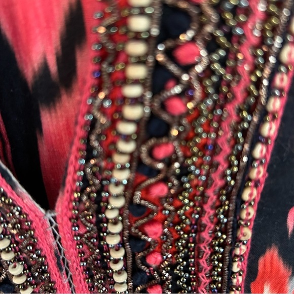 Bella Tu Ikat Print Hand Beaded Dress. Size Large. - Picture 3 of 11